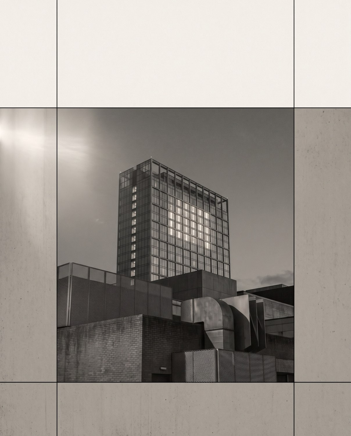 Editorial view of a modern Manchester high-rise casino hotel at dusk
